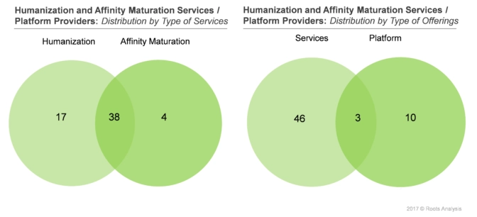 Majority of Humanization and Affinity Maturation Providers offers services including humanization and affinity maturation.
