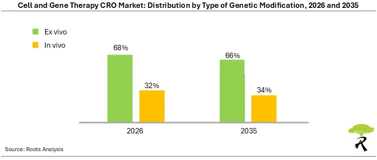 Cell and Gene Therapy CRO Market Size by Type of Genetic Modification, 2026 and 2035 Cell and Gene Therapy CRO Market Size by Type of Genetic Modification, 2026 and 2035