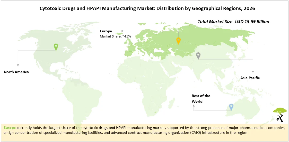 Cytotoxic Drugs and HPAPI Manufacturing Market Size by Geographical Regions, 2026