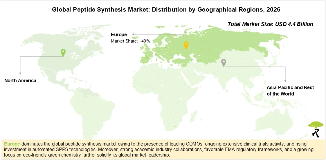 Global Peptide Synthesis Market Size by Geographical Regions, 2026