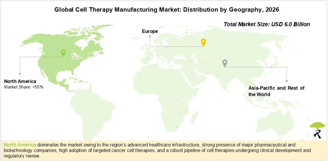 Global Cell Therapy Manufacturing Market by Geography, 2026 Global Cell Therapy Manufacturing Market by Geography, 2026